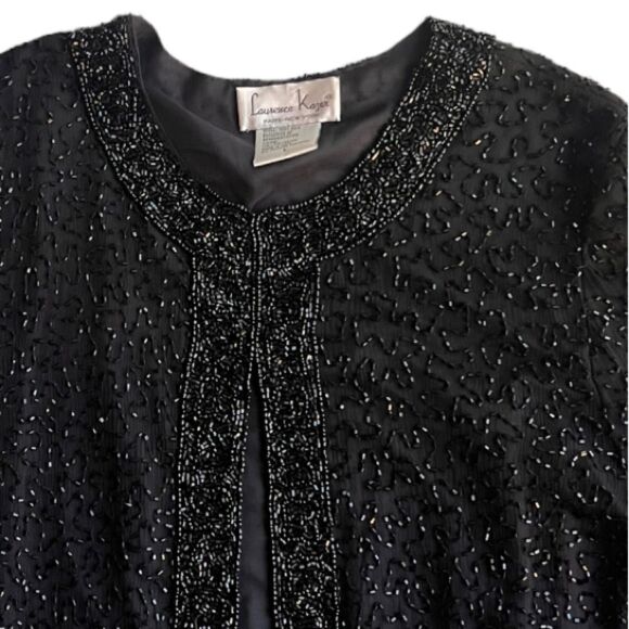 Laurence Kasar Women’s Vintage Sequin Beaded 100% Silk Black Evening Jacket  L - Picture 7 of 9